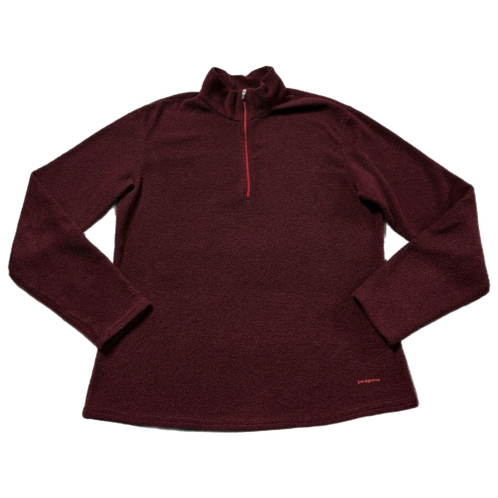 Patagonia Capilene Burgundy Fleece Mock Neck Layering 1/4 Zip Top M